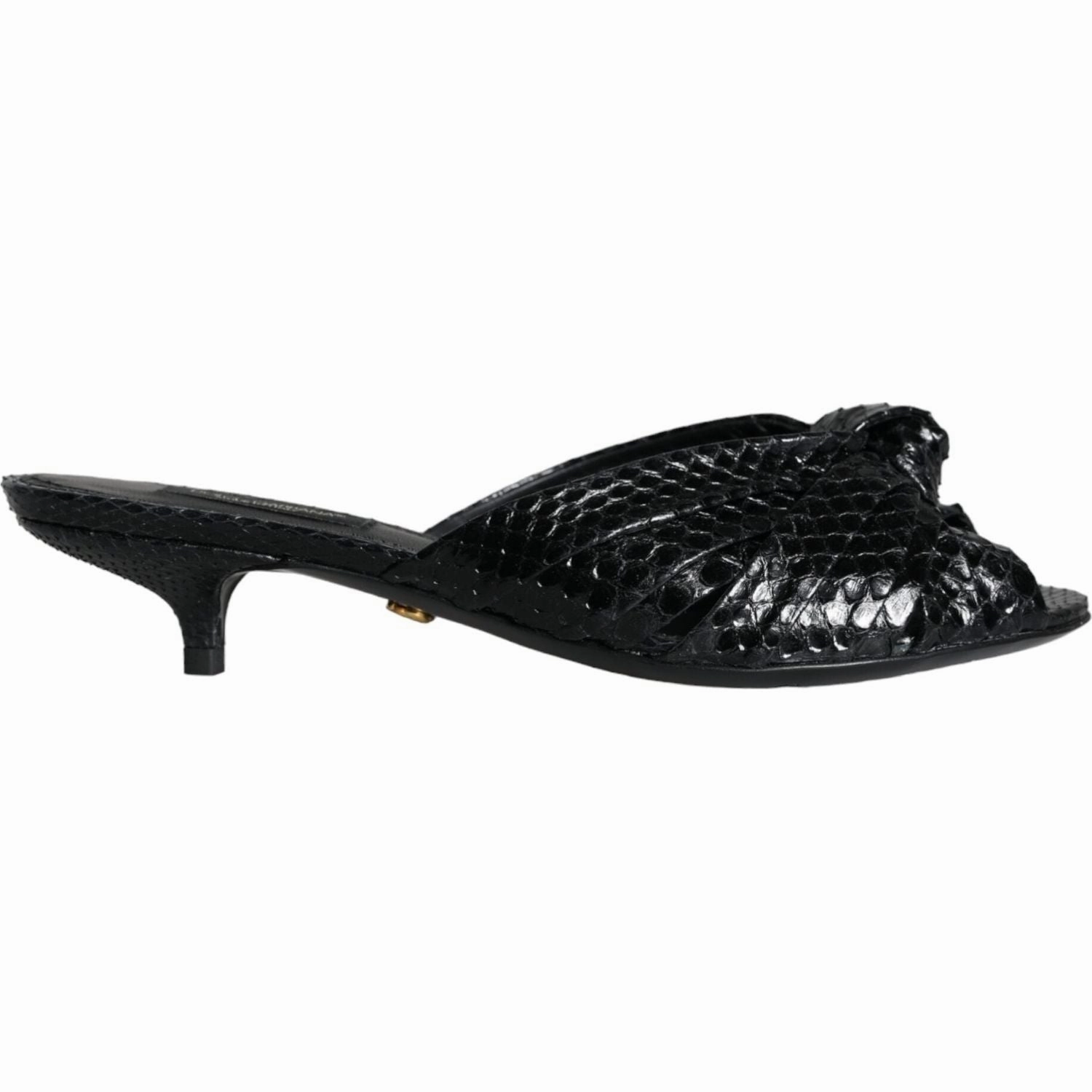 Sandals Curacao Map Dolce & Gabbana Black Leather Heels Slides Sandals Shoes