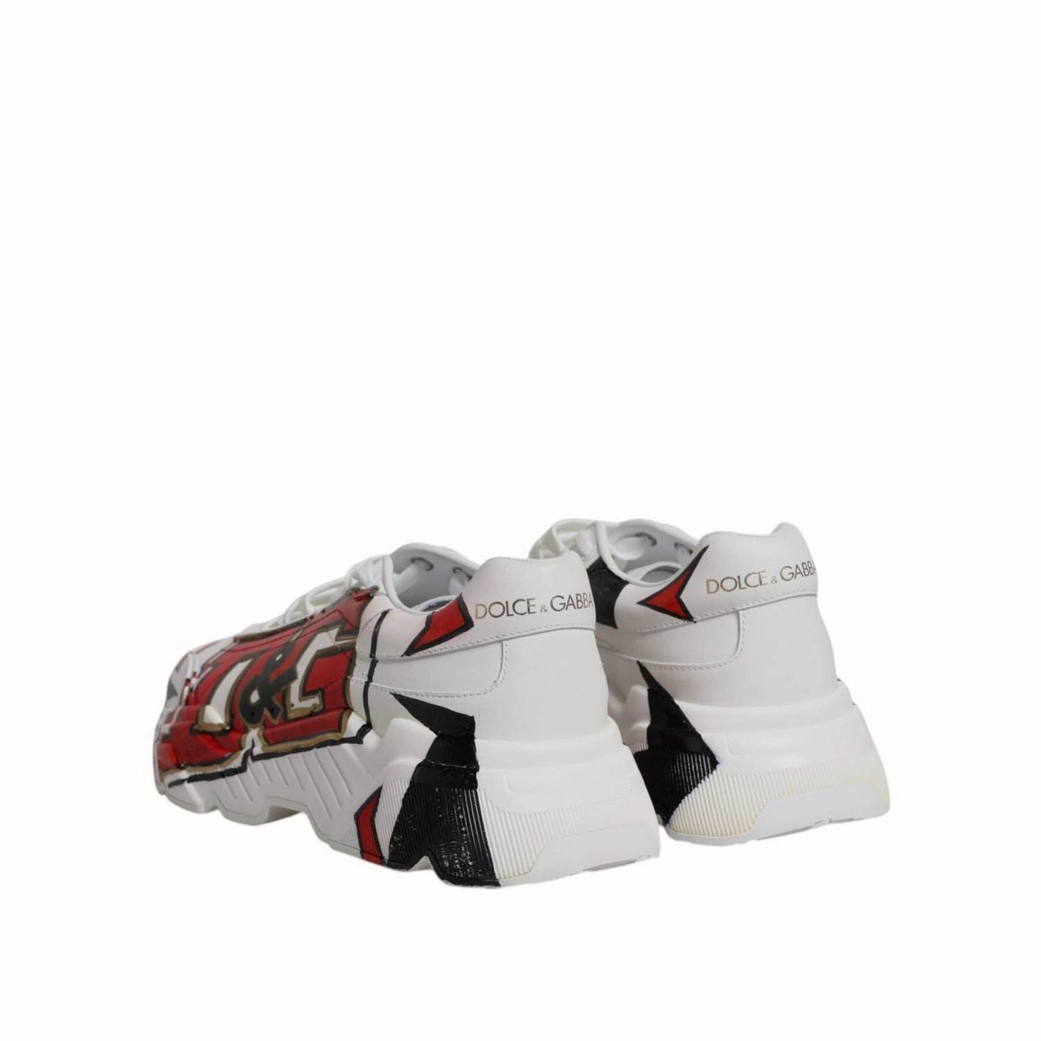 Ivory Sneakers Dolce & Gabbana White Daymaster Hand Painted Sneakers Shoes