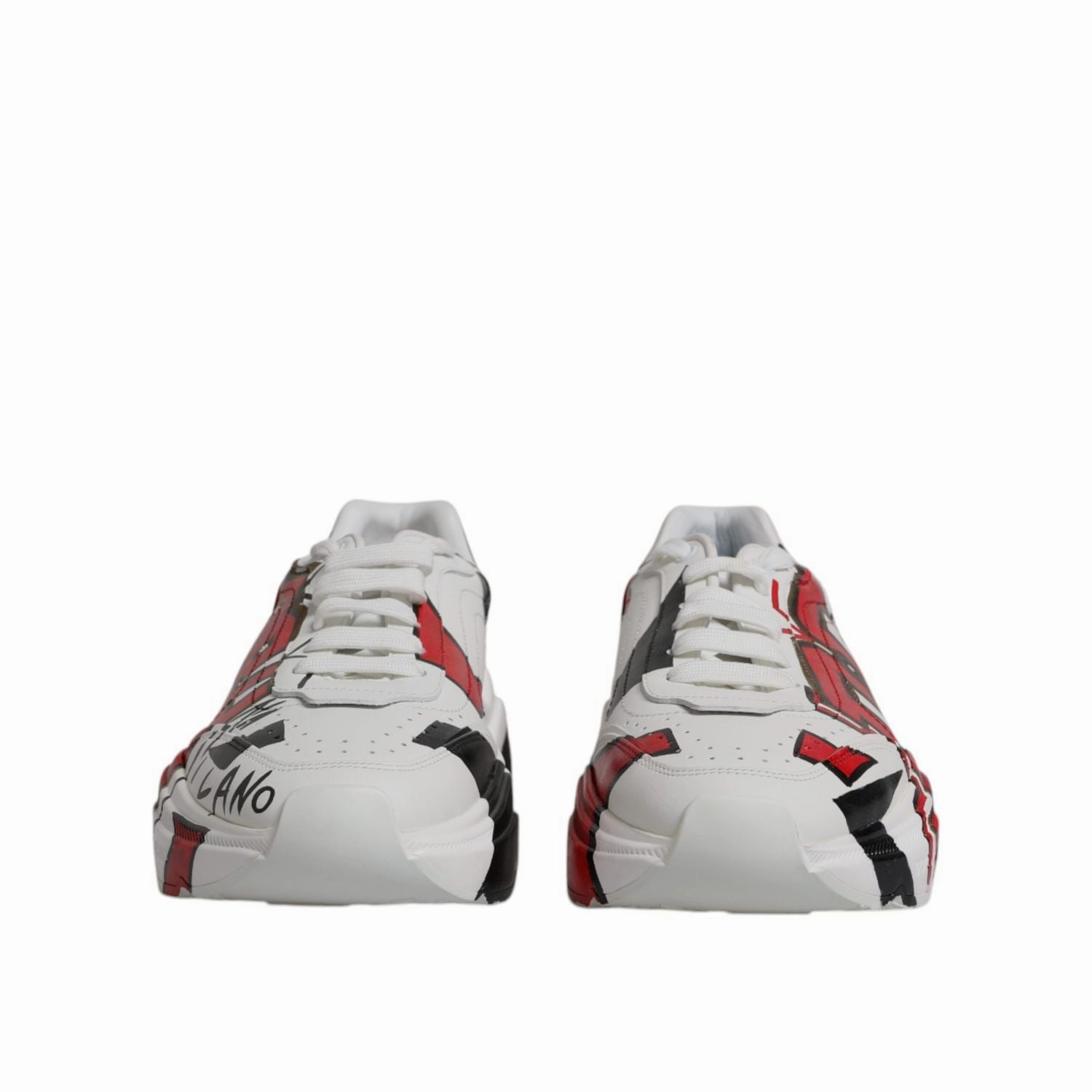 High Heel Wedge Sneakers Dolce & Gabbana White Daymaster Hand Painted Sneakers Shoes