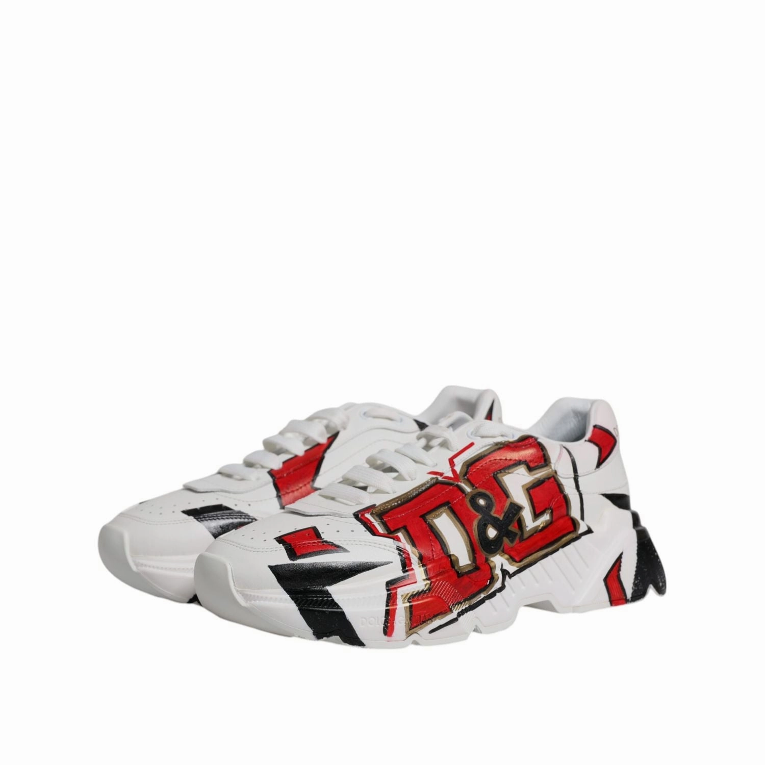 Dolce & Gabbana White Daymaster Hand Painted Sneakers Shoes 80s Sneakers