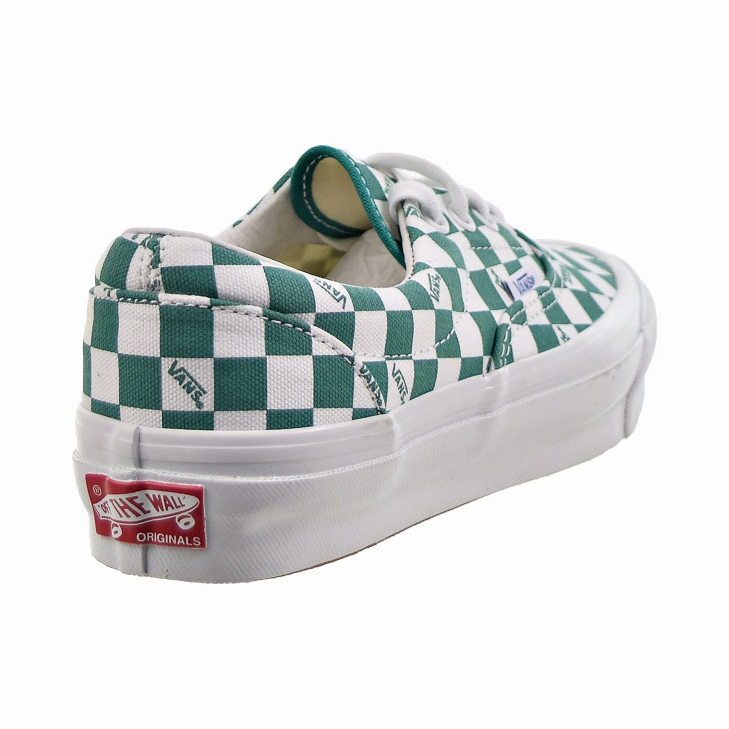 Casual Mid Top Shoes Vans Vault OG Era LX Checkboard Logo Men's Shoes Cadmium Green-White
