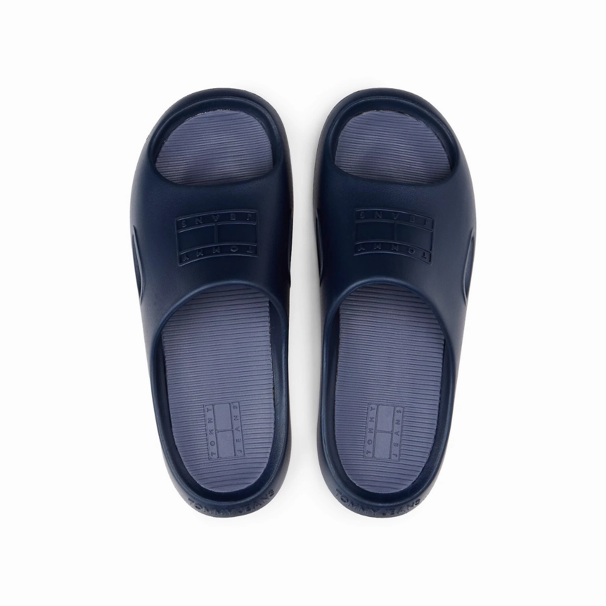 Tommy Hilfiger Cutout Embossed Pool Slides - NVY Full Slippers