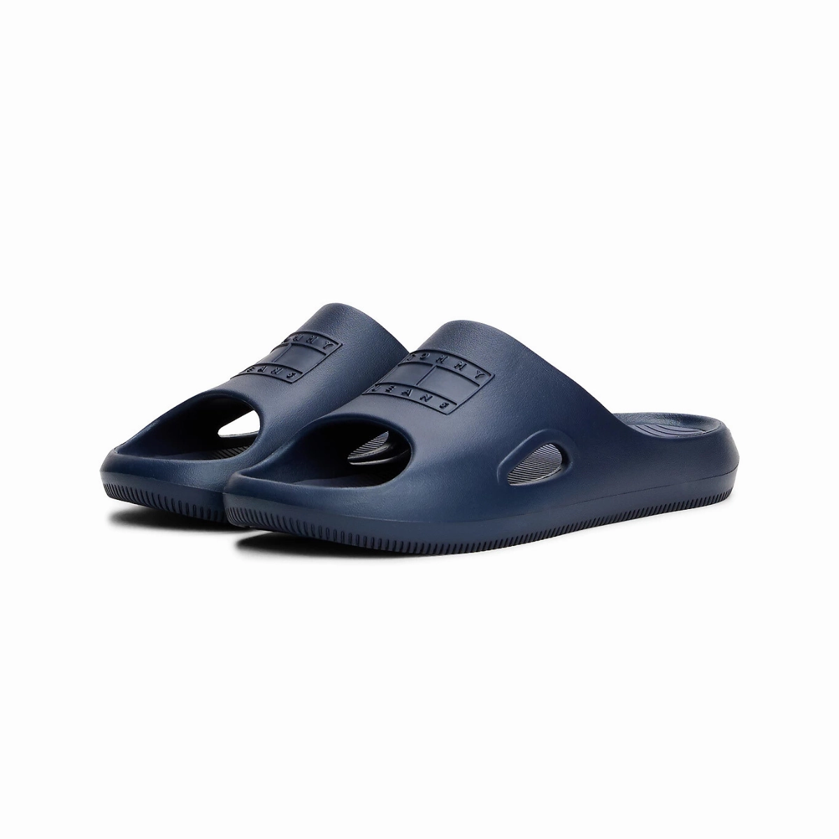 Tommy Hilfiger Cutout Embossed Pool Slides - NVY Slippers With Toes