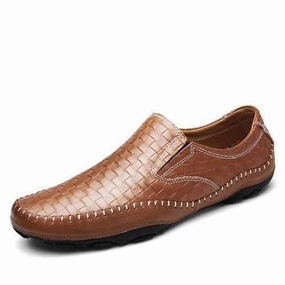 Banggood Shoes Men Leather Woven Style Loafers Boots Loafers