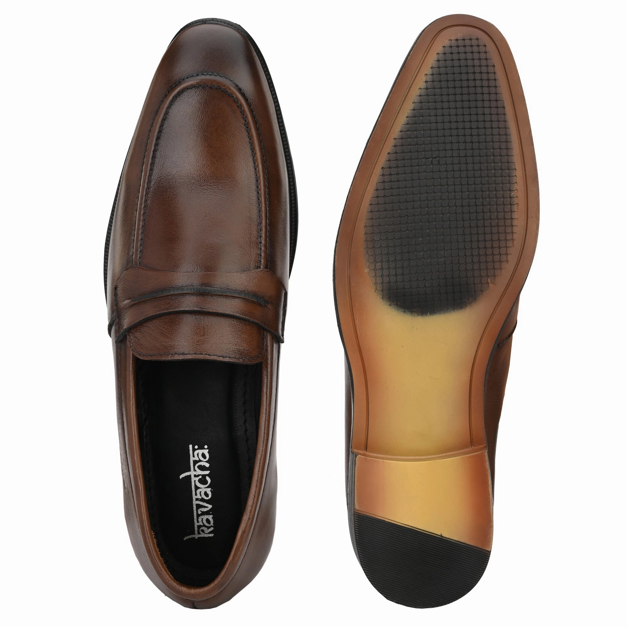 Kavacha Pure Leather , Italic designed formal Shoe , S811 Slip On Shoes For Men (Brown) Best Running And Cross Training Shoes