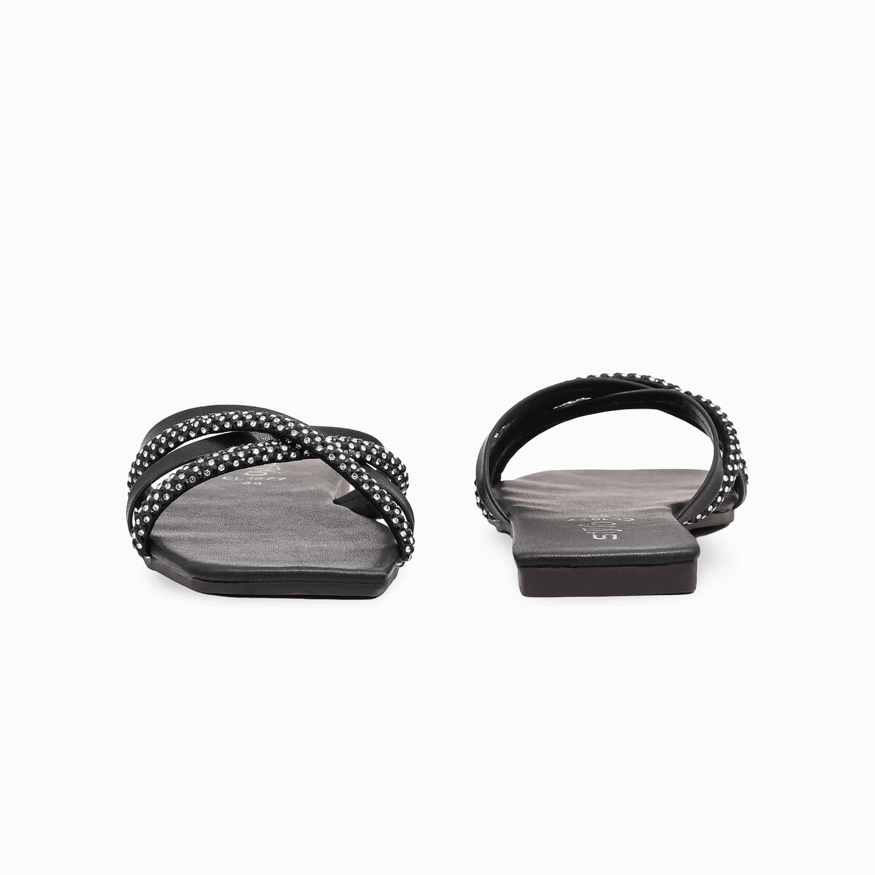 Black Casual Slipper CL1877 Burst Slippers