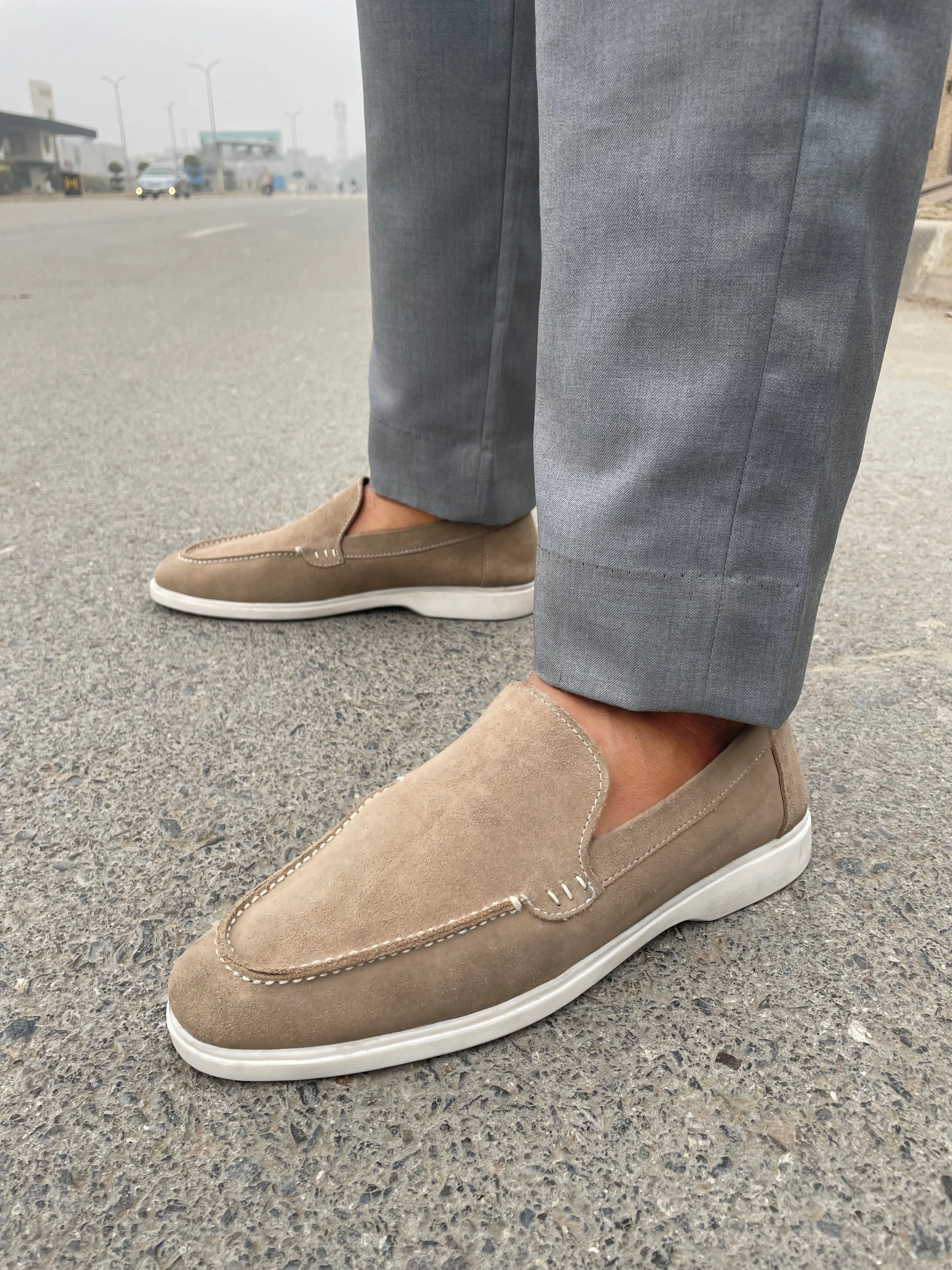 LS Pure Leather Handmade SUEDE LOAFERS LS-641 Closed Toe Shoes Flats