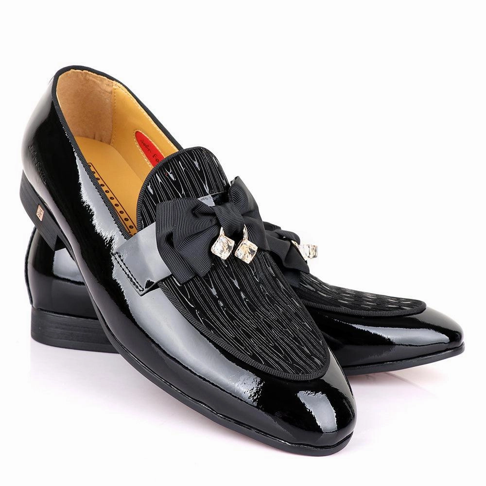 Fashionable Loafers John Foster Vero Cudio Glossy Black Leather Shoe