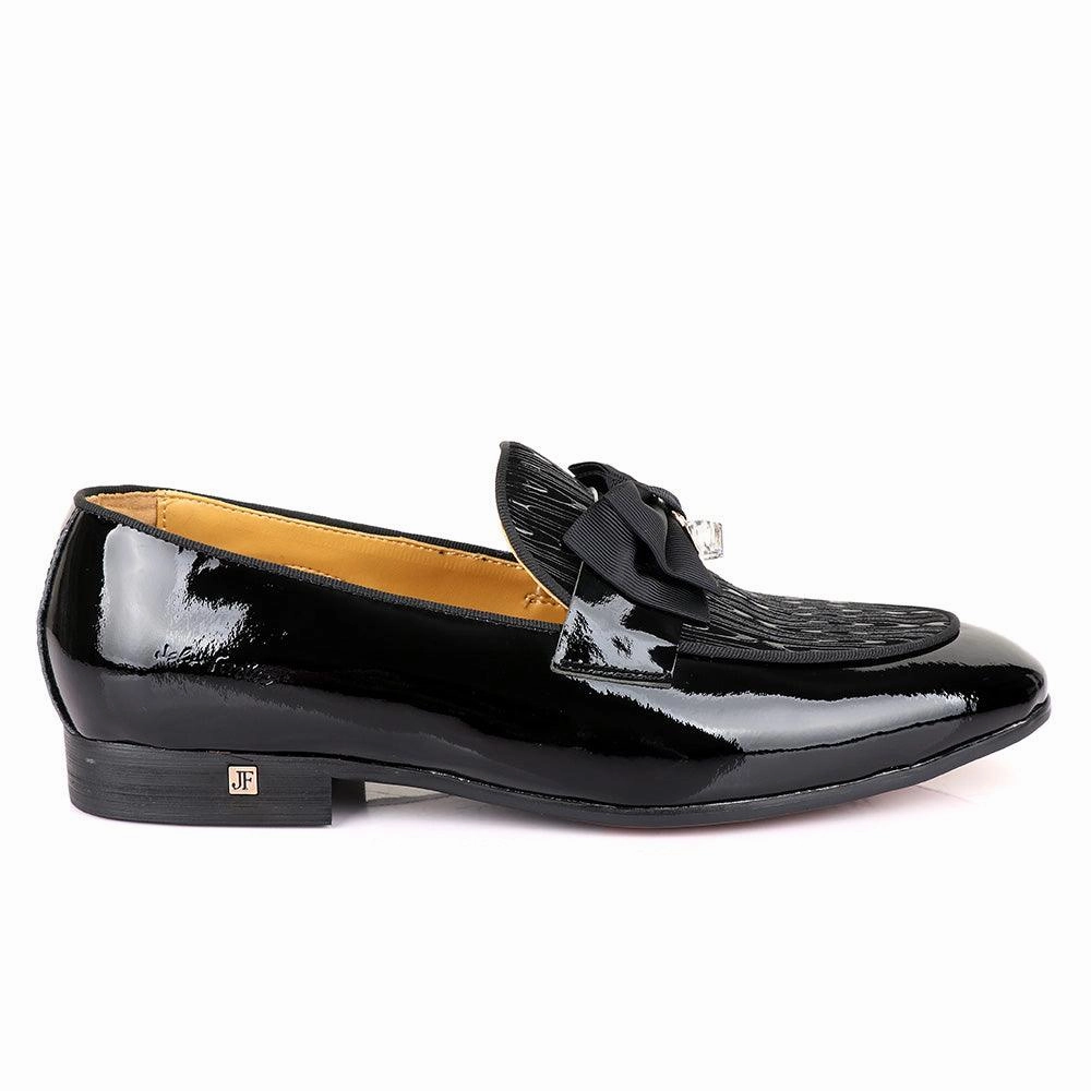John Foster Vero Cudio Glossy Black Leather Shoe Thick Sole Loafers