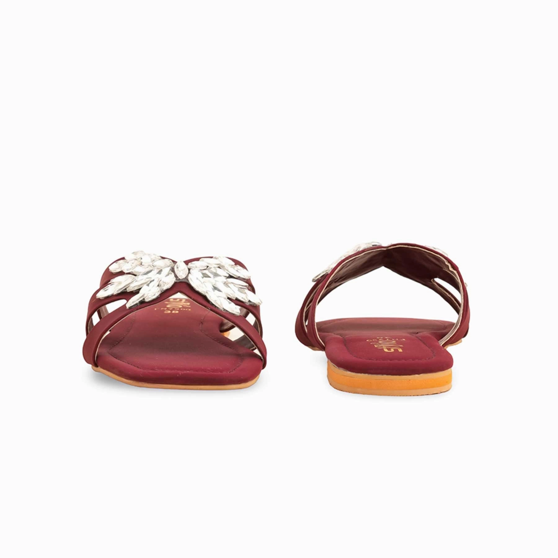 Maroon Fancy Slipper For Women FN7900 Capa Slides