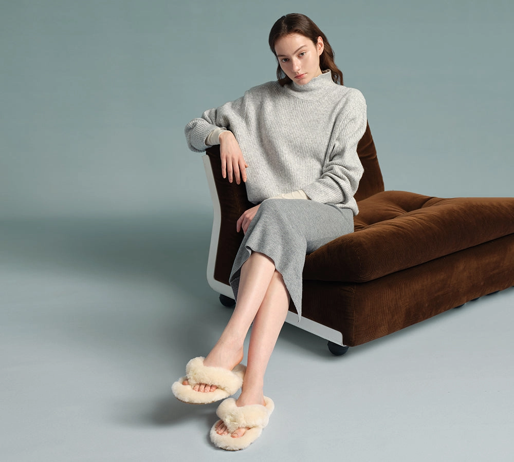 AUSTRALIAN SHEPHERD UGG Thongs Women Fluffy Slides Farah Bunnie Slippers