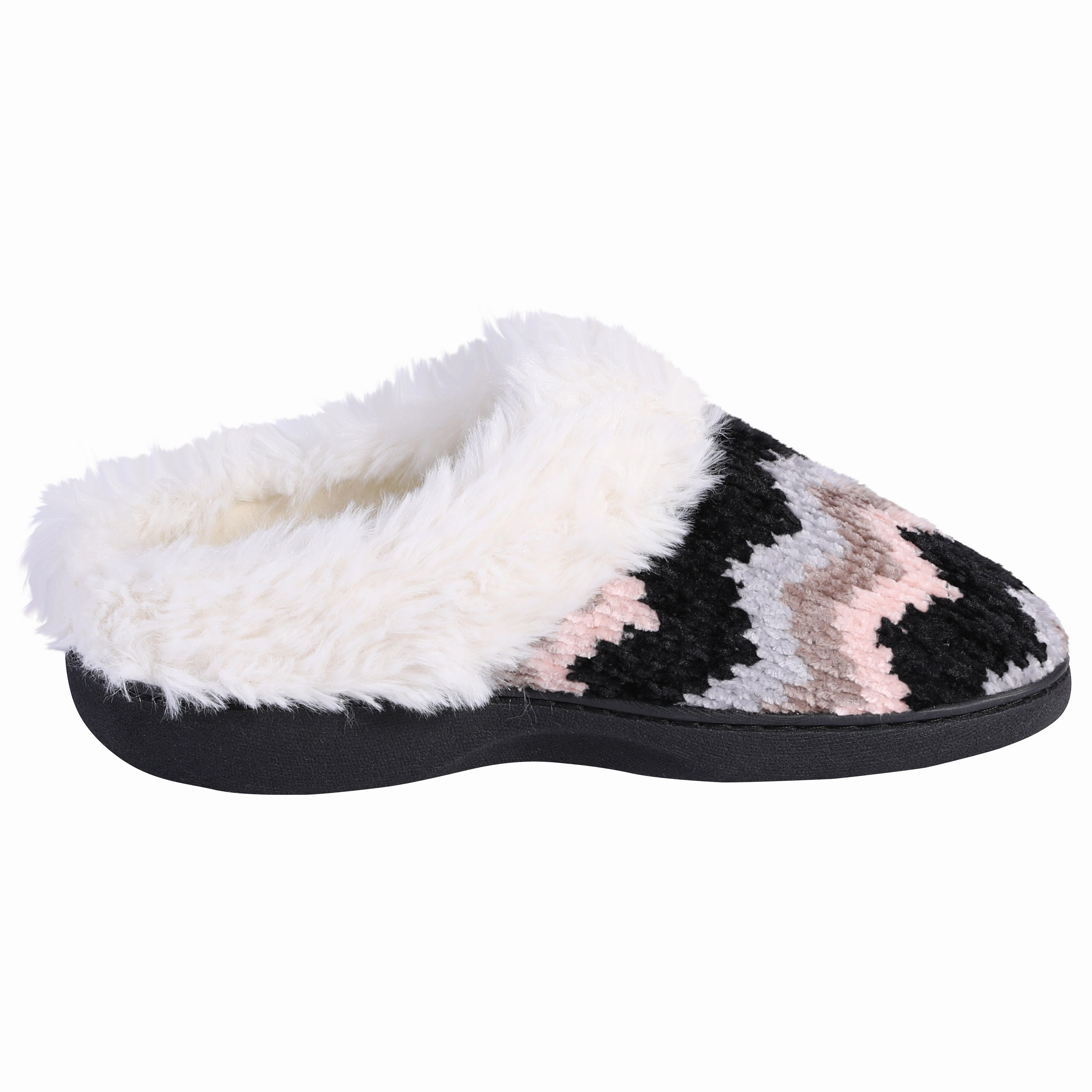 Wide Fit Slippers Roxoni Women's Cozy Memory Foam Slippers, Fuzzy Warm Faux Fur Lined, Indoor Outdoor Rubber Sole