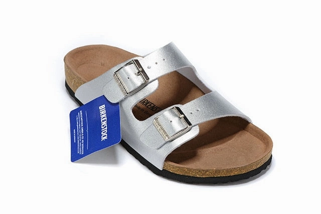 Original Birkenstock Men Summer Slippers Soft Shoes Men Leather Beach Slippers 802 Cork Sandals Brkenstock Arizona Boston