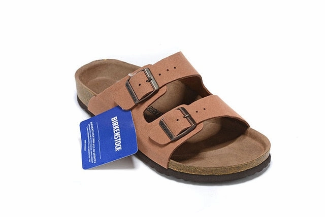 Original Birkenstock Men Summer Slippers Soft Shoes Men Leather Beach Slippers 802 Cork Sandals Brkenstock Arizona Boston