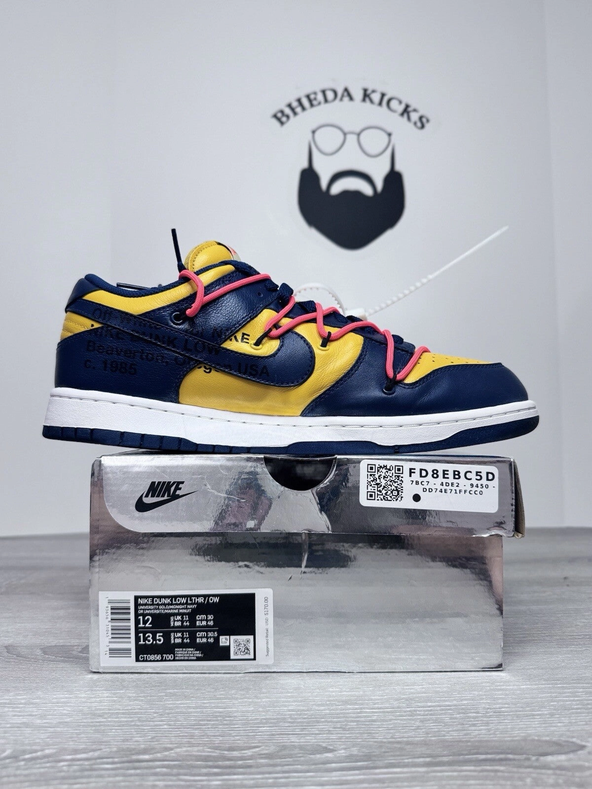 Size 12 - Nike Dunk Low OFF-WHITE University Gold CT0856-700 WORN ONCE Asics Hiit Shoes