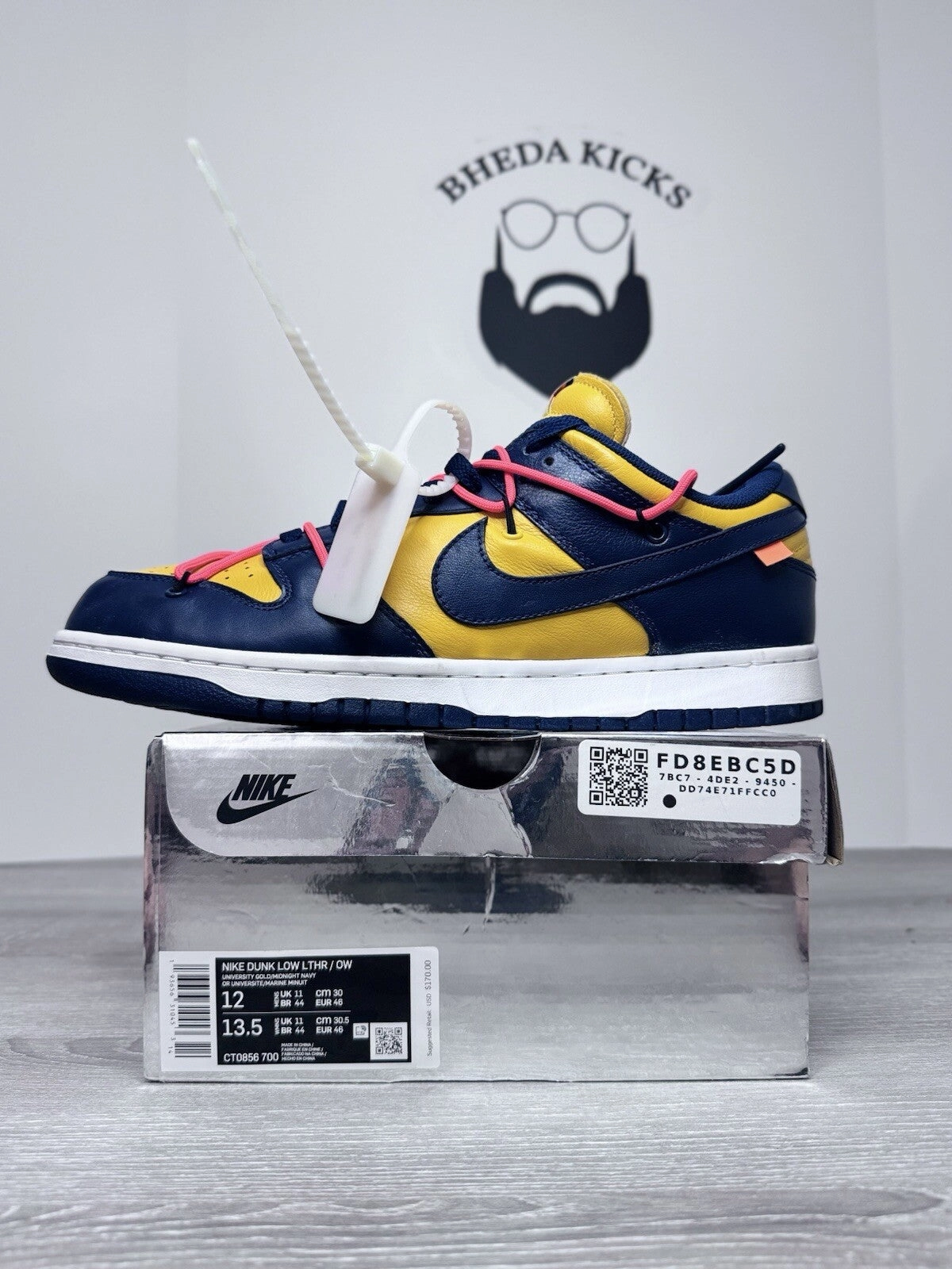 Size 12 - Nike Dunk Low OFF-WHITE University Gold CT0856-700 WORN ONCE Asics Torrance Running Shoes