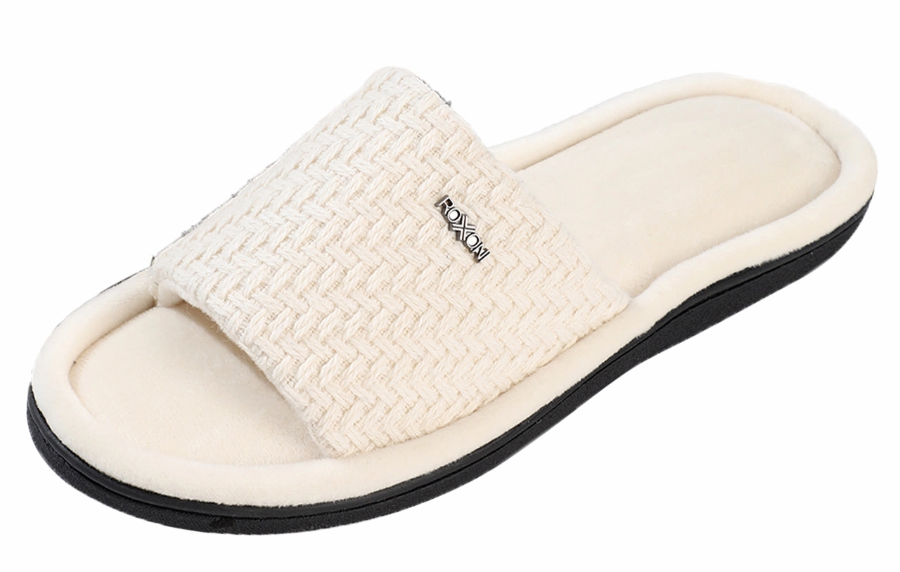 Roxoni Women's Indoor Outdoor Open Toe Rattan Fashion Slippers Floral Slides