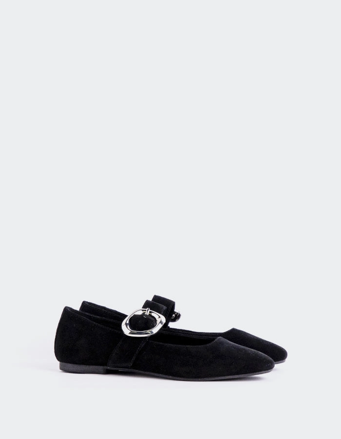 Vady Black Suede Fabulous Flat Shoes