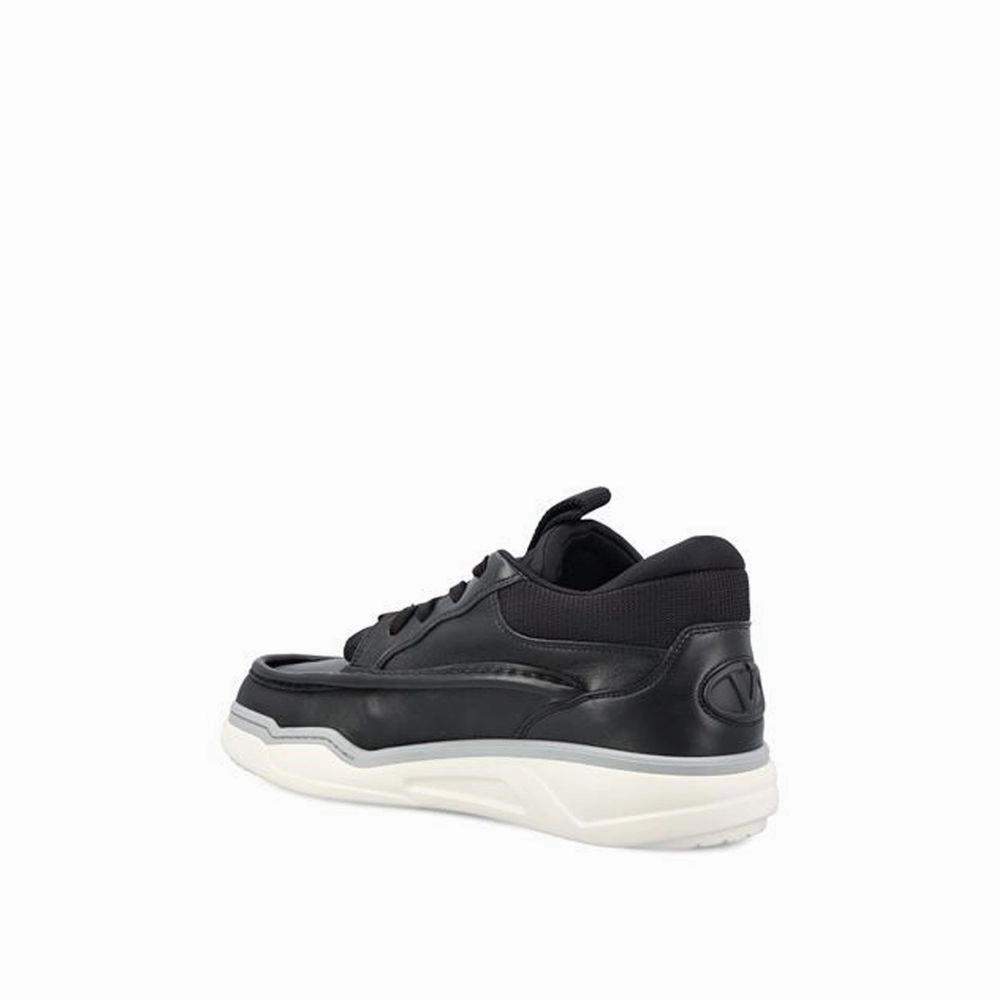 Valentino Garavani Black Lamb Leather Chunky Sneakers Vagabond Sneakers