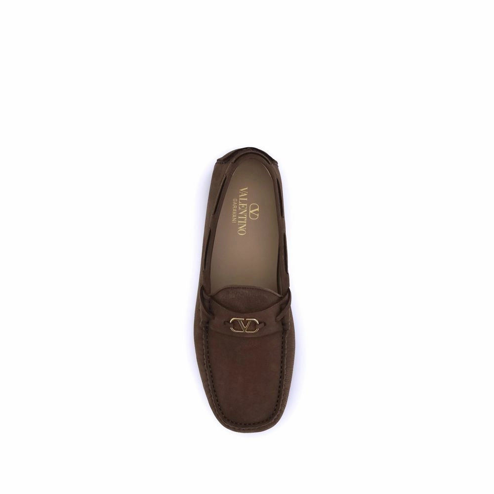 Gray Loafers Valentino Garavani Brown Rubber Slip-On Loafers