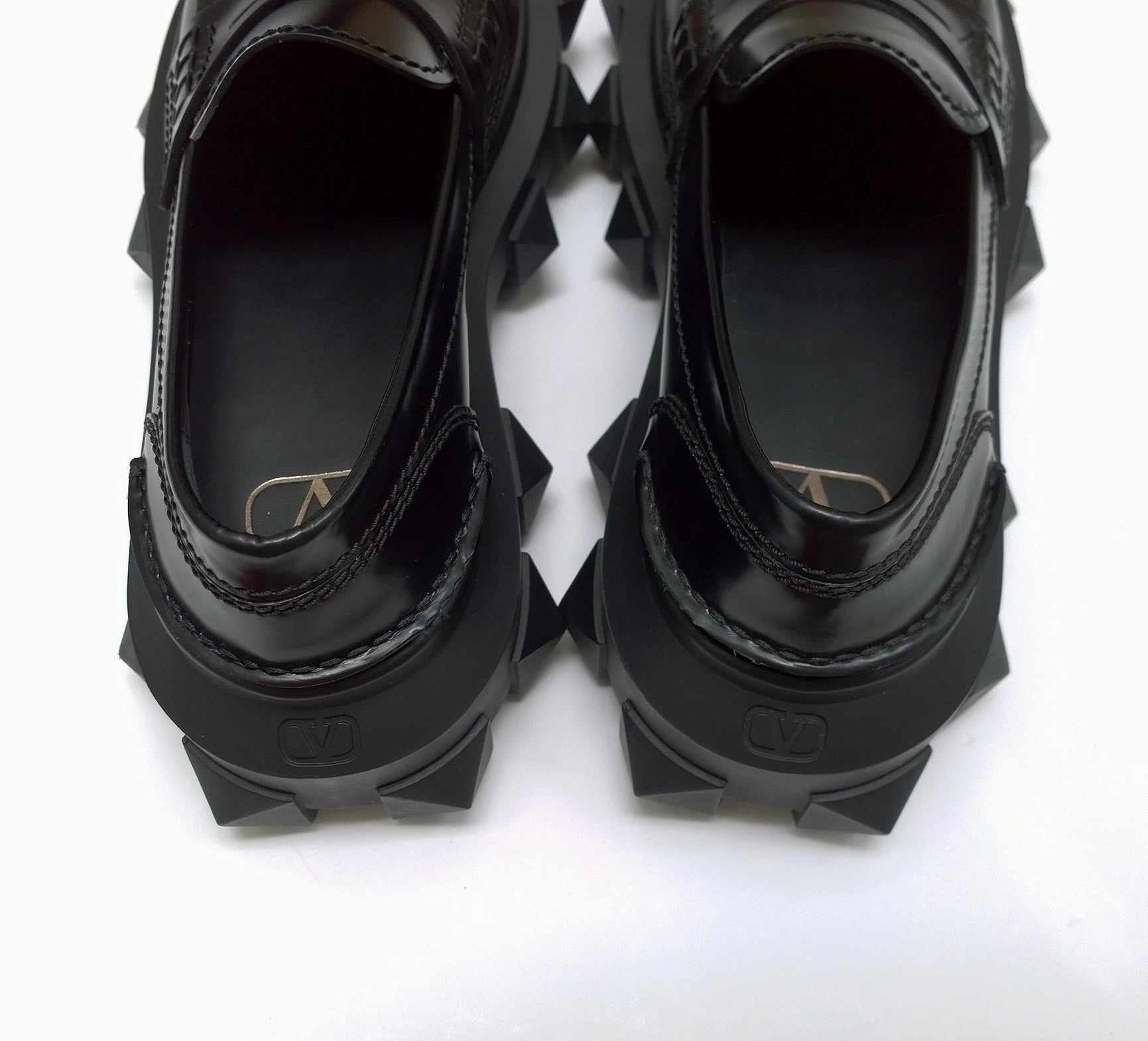 Valentino Trackstud Beatle Studs Black Leather Platform Loafers New in Box Shoes Loafers With A Heel