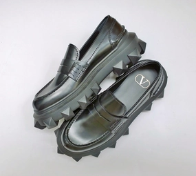 Valentino Trackstud Beatle Studs Black Leather Platform Loafers New in Box Shoes Dior Loafers