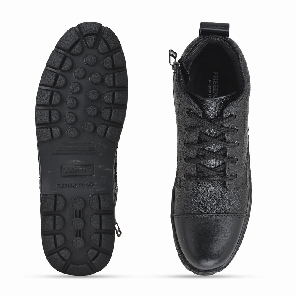 Freedom Casual (Black) POLICE Leather High Ankle Boot with ZIP VEER-2 By Liberty Casual Shoes Over 50