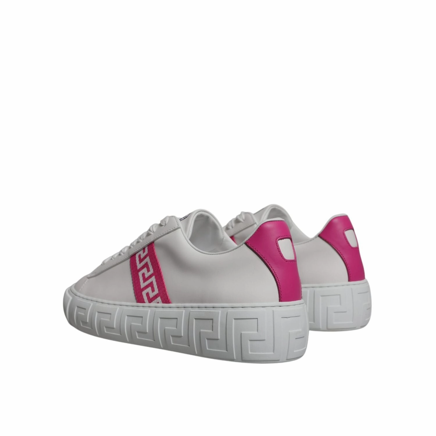 Versace White Pink Greca Print Platform Low Top Sneakers Shoes Custom Basketball Sneakers