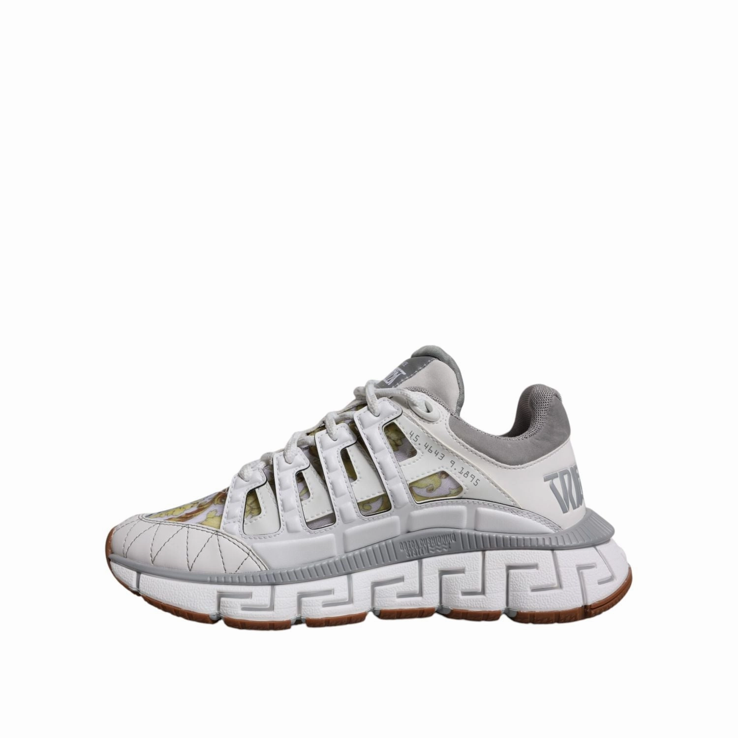 Versace White Trigreca Barocco Print Low Top Sneakers Shoes Sneakers Size