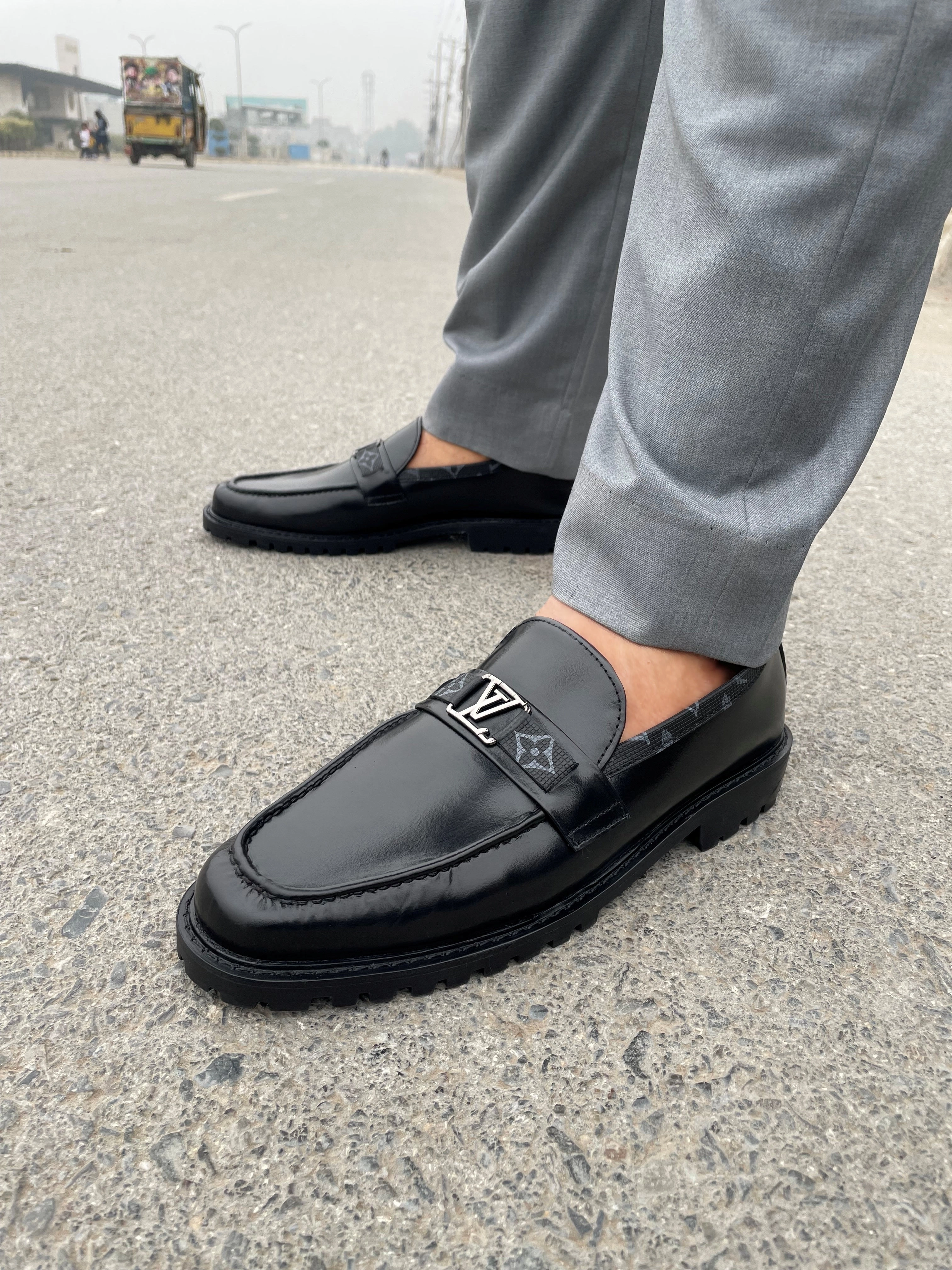 Taupe Loafers LS Pure Leather Handmade Ascot CHUNKY LOAFERS LS-209