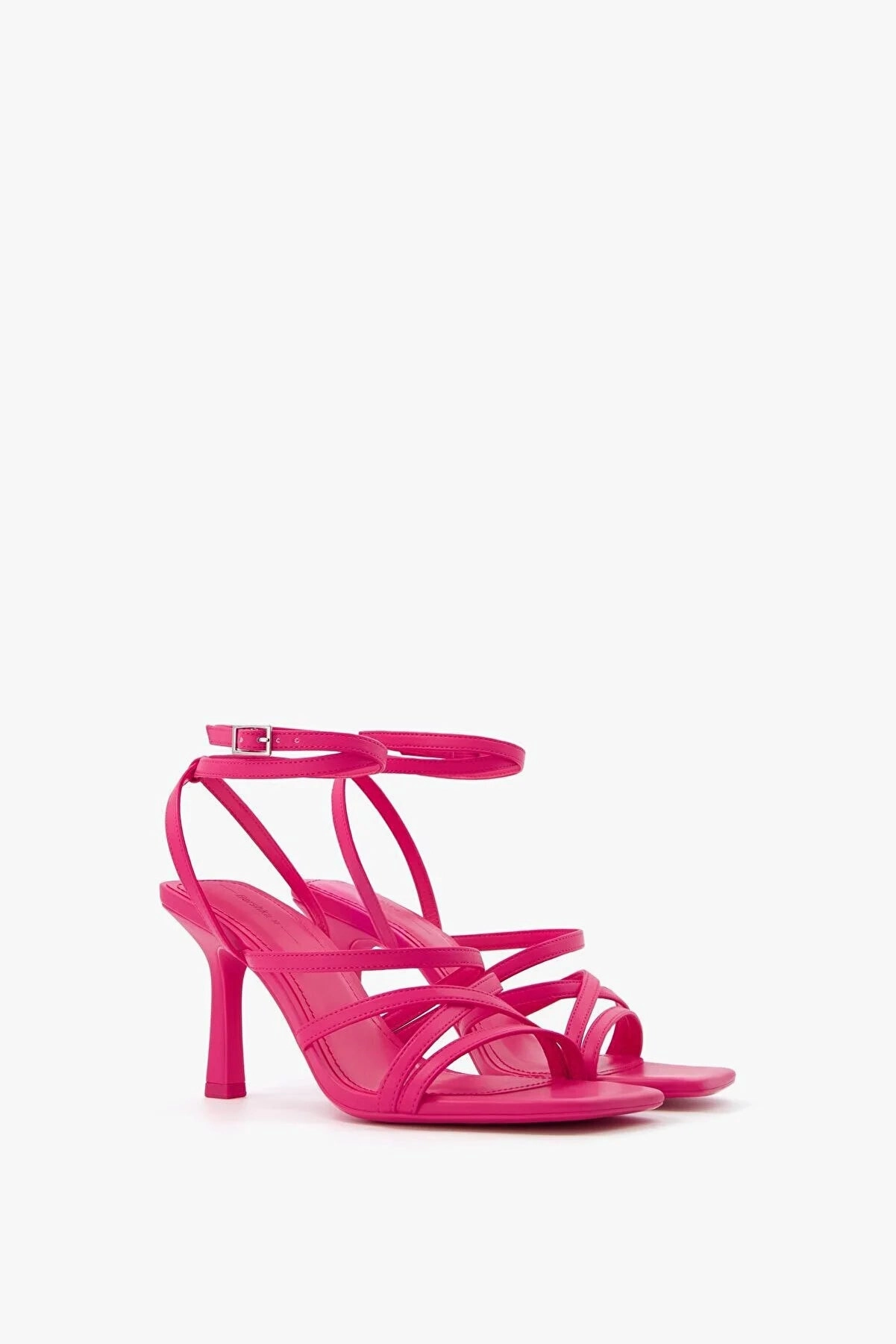 Bershka Women's Slim Strappy Sandals With Ankle Heels Project Cloud Sandals