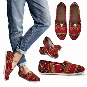 Casual Closed Shoes Red Aztec Handcrafted Casual Shoes