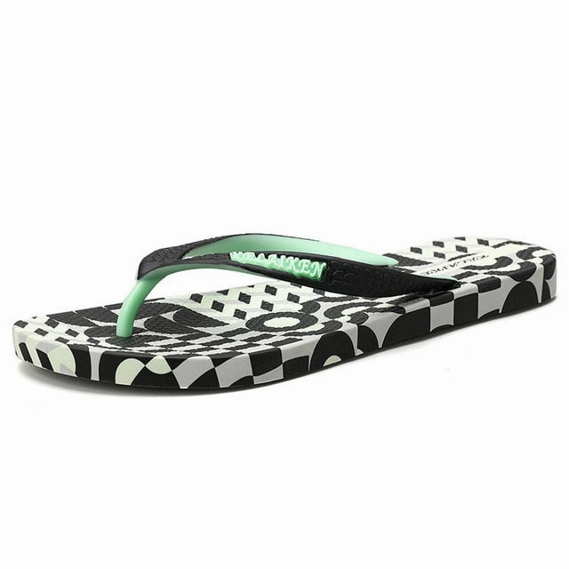 VESONAL 2020 Summer Graffiti Print Slippers Men Shoes Flip Flops Slipers Male Hip Hop Street Beach Slipers Casual Flip-flops