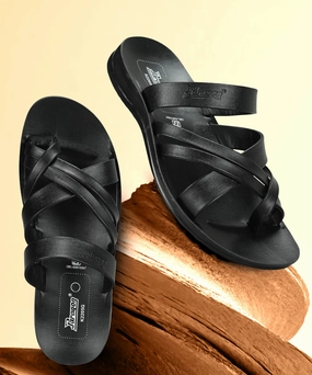 Naturalized Sandals Paragon Men's Slip-on Black Sandals for Men | Comfortable Sole & Durable