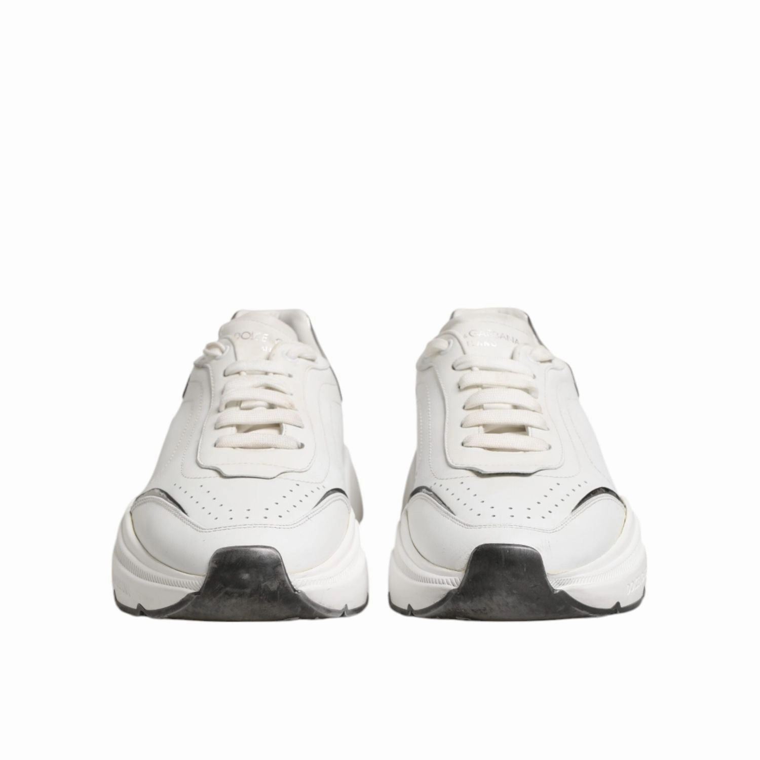 Dolce & Gabbana White Daymaster Leather Low Top Sneakers Shoes Silver Sneakers Online