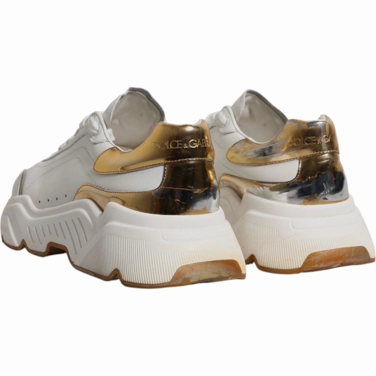 Tall Sneakers Dolce & Gabbana White Gold DAYMASTER Leather Sneakers Shoes