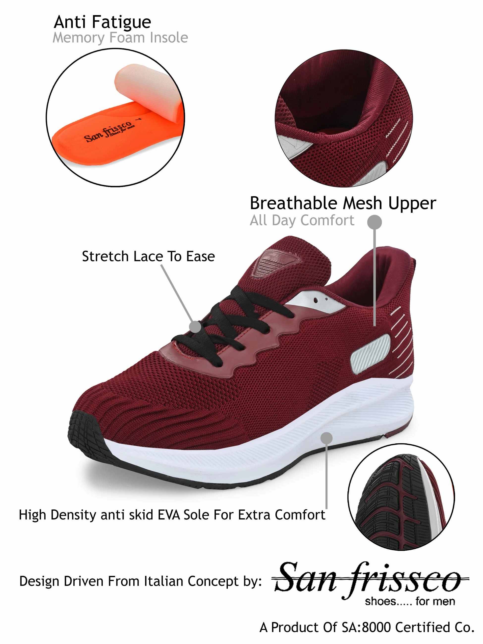 Casual Shoes In Style 2024 Cloud Maroon Casual Sneakers