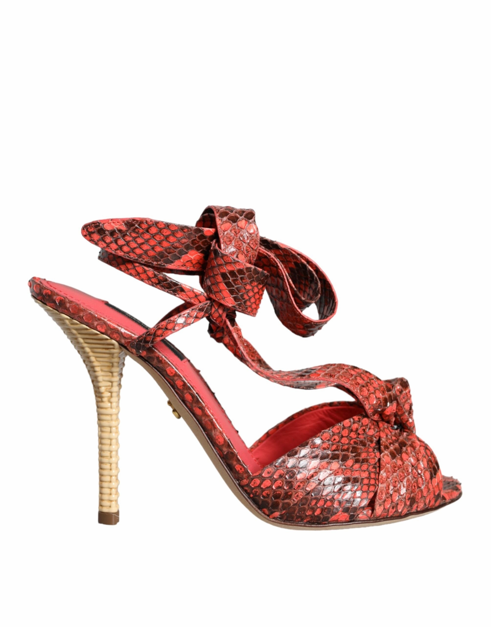 Coral Exotic Leather Heels Sandals Shoes Mule Sandals