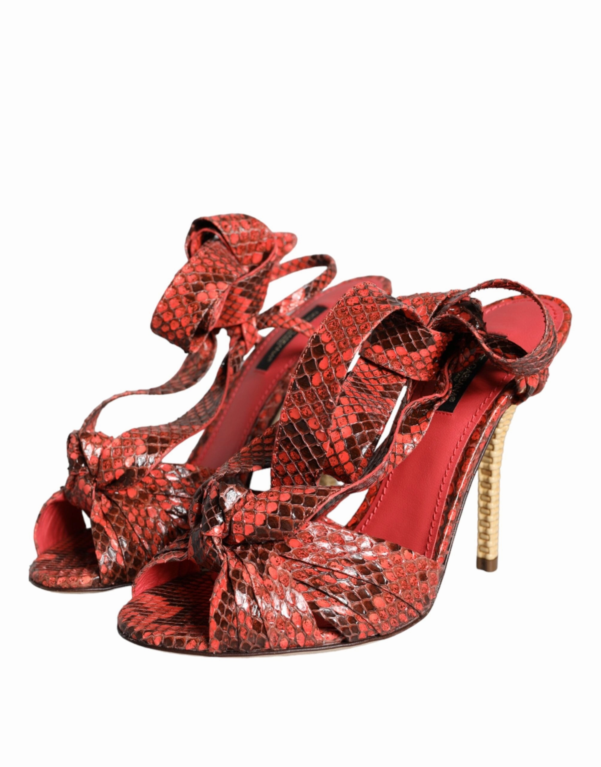 Coral Exotic Leather Heels Sandals Shoes Ladies Shoes And Sandals