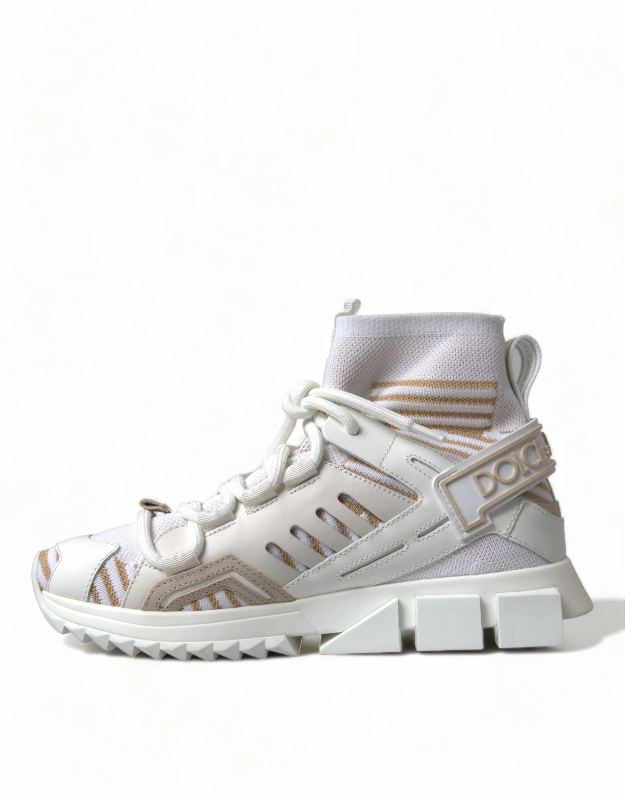 White Beige Sorrento Socks Sneakers Shoes Wide White Sneakers