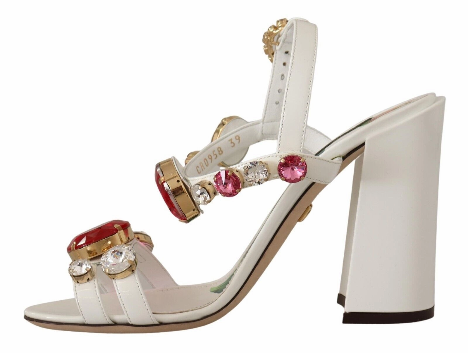 Setta Sandals White Leather Crystal Keira Heels Sandals Shoes