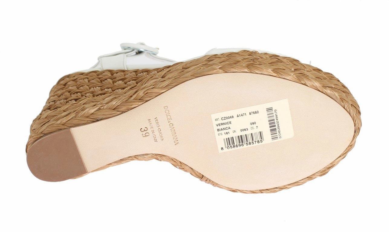 Jo Sandals White Patent Leather Wedges Platform Shoes