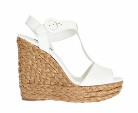 Sandals 90s French Jelly Sandals White Patent Leather Wedges Platform Shoes