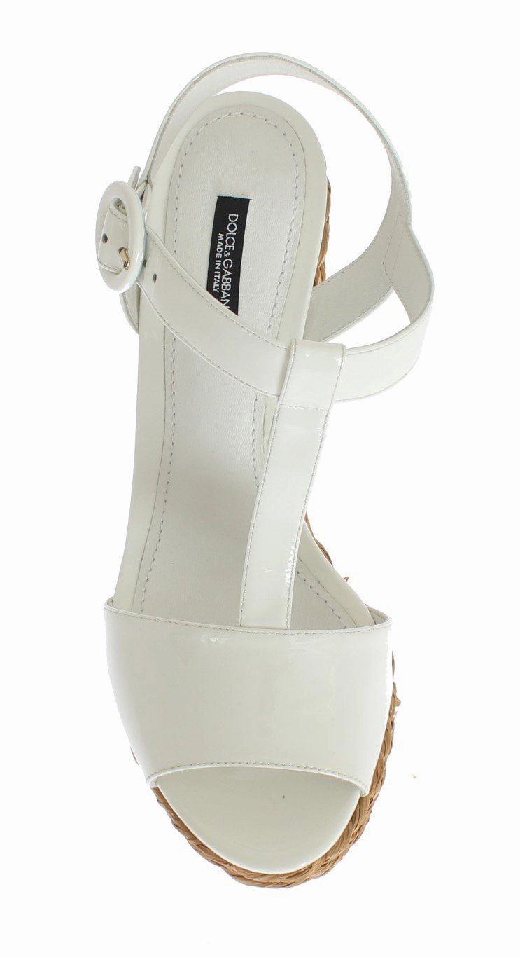 Sandals Saint Lucia White Patent Leather Wedges Platform Shoes