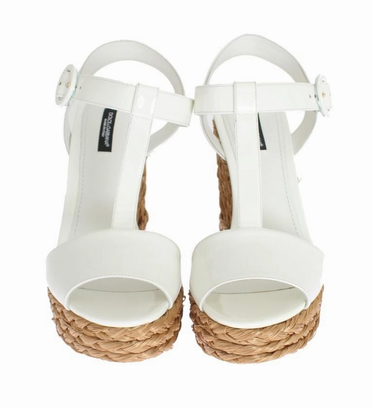 Lowdown Sandals White Patent Leather Wedges Platform Shoes