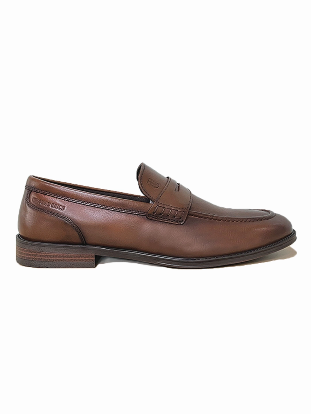 Chunky Loafers With Socks Windsor Penny - Leather Smart Casual Loafers Ortho Comfort Fit Teak (TC-2539TK)