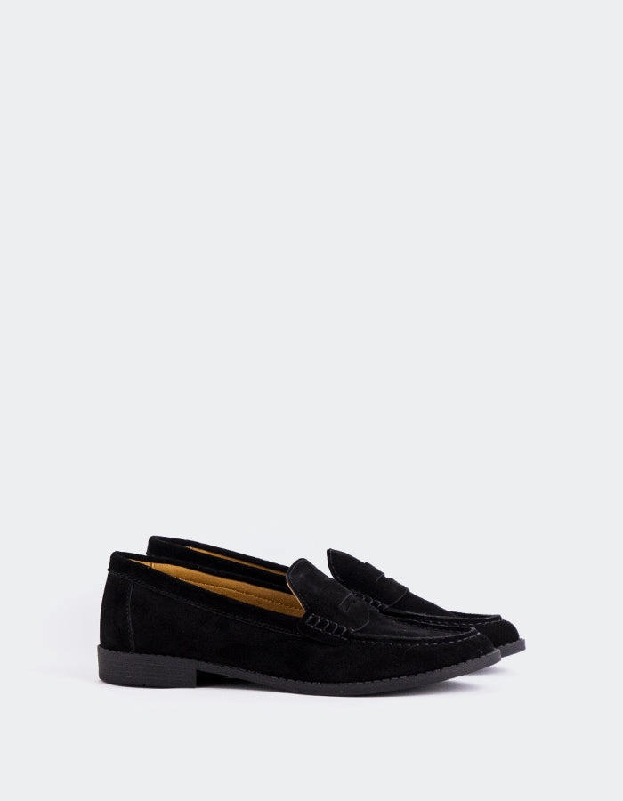 Lettine Black Suede Loafers With Dresses