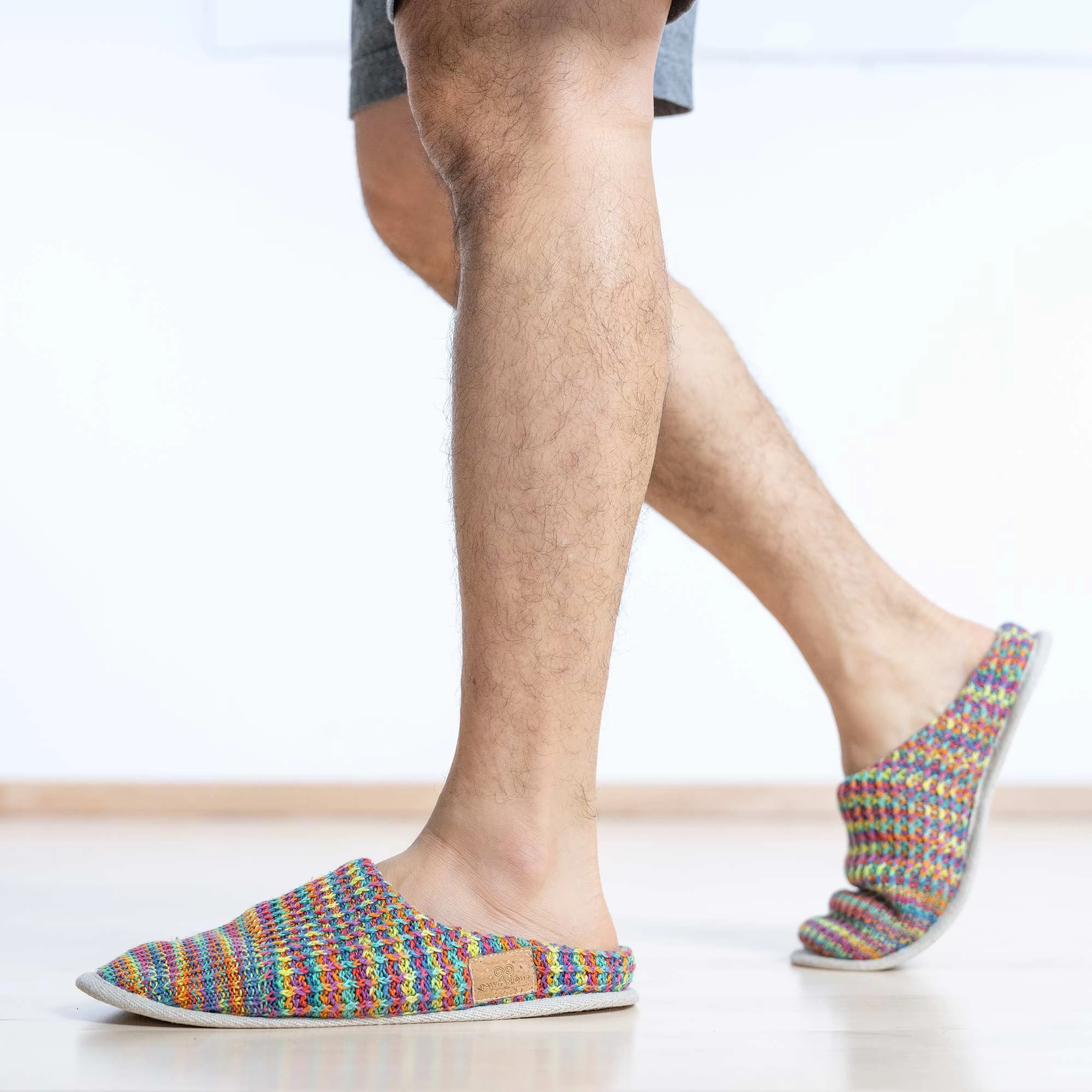 WODEHOUSE Glue-Free Organic Linen House Shoes Slippers (OC Thread, OC Fleece Lining, Elastic-Free, Synthetic-Free) (100% Biodegradable) Faux Fur Slide Sandals