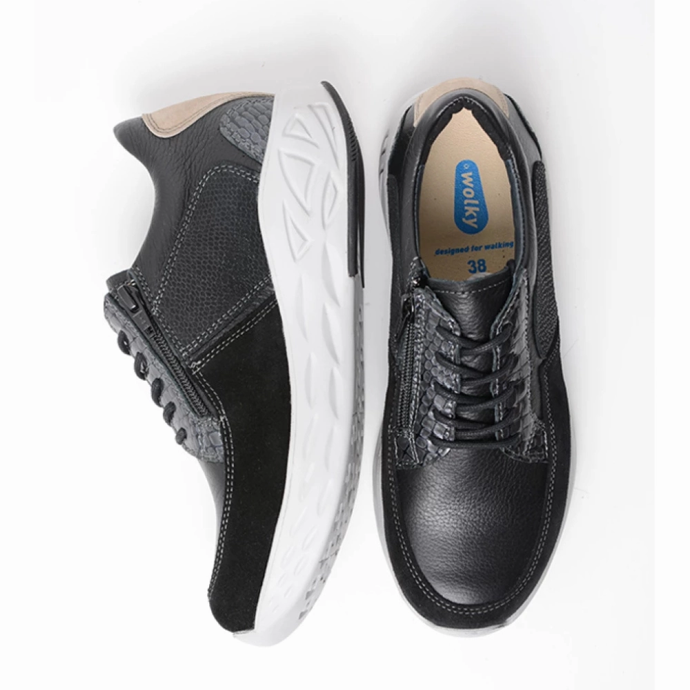 Mens Dryjoys Tour Casual Golf Shoes Wolky Bounce Black Combi Leather Sneaker (Women's)