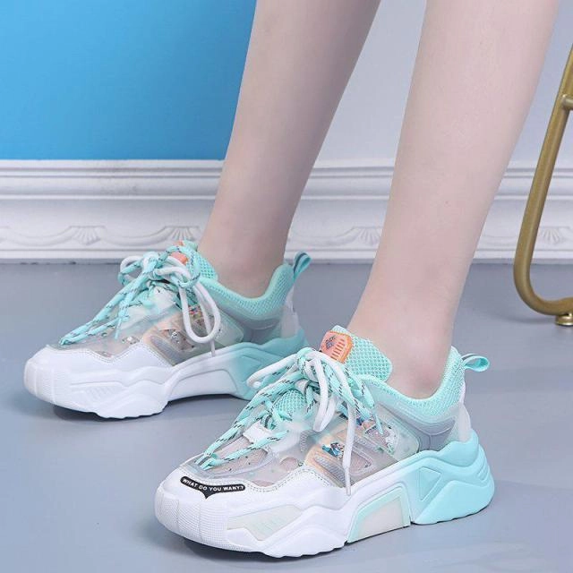 Running Flats Shoes Women Daddy Shoe Thick Bottom Round Toe Breathing Leisure Vulcanize Shoes-Jennyhome